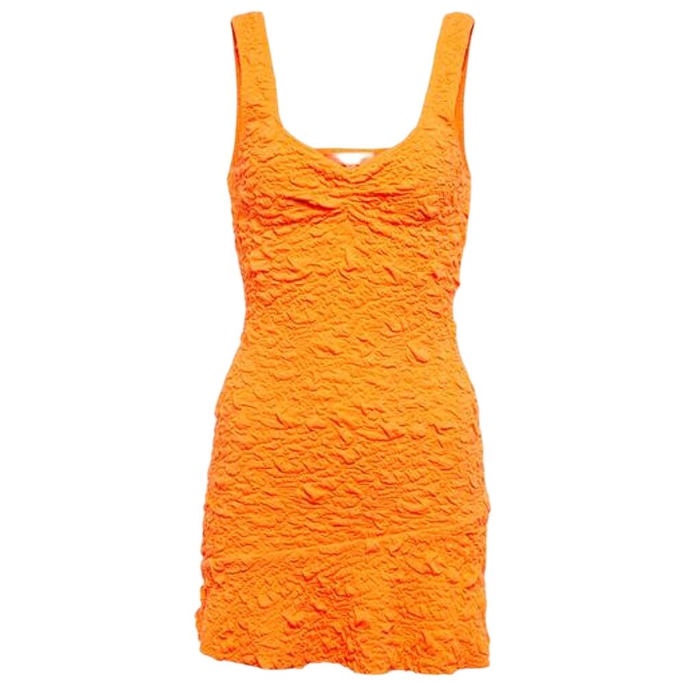 Loveshackfancy Crinkled Orange Bartlette Mini Dress Size XS